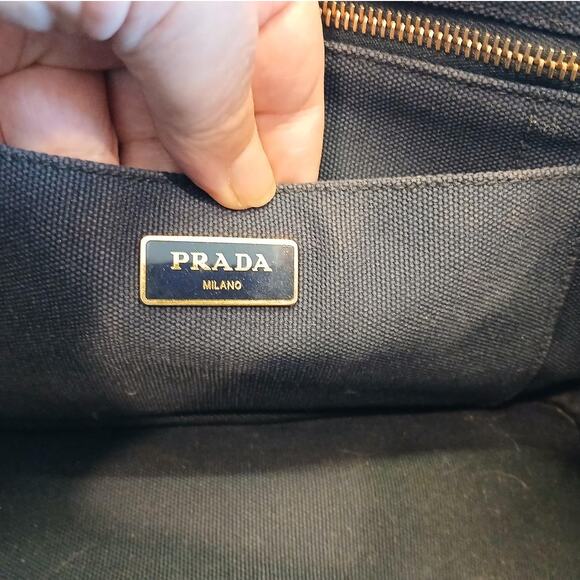 Authentic Prada Canupa Navy Blue Denim Tote Bag MSRP: $1500 - Picture 2 of 16